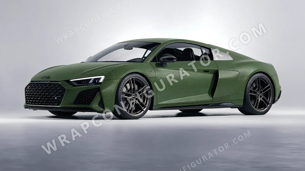 Green Audi R8 2022 wrapped in Avery Dennison Rugged Marsh Green SW900-738-X