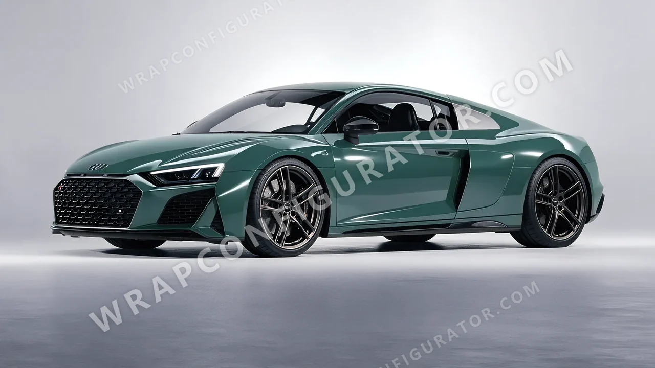 Green Audi R8 2022 wrapped in Avery Dennison Smooth Sage SW900-729-O