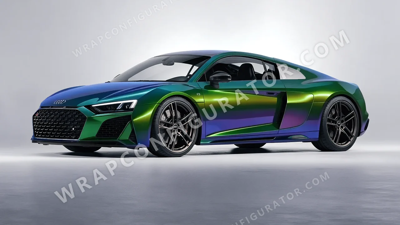 Green Audi R8 2022 wrapped in Colourshield PPF by HyperPro Aurora Green GB01-P