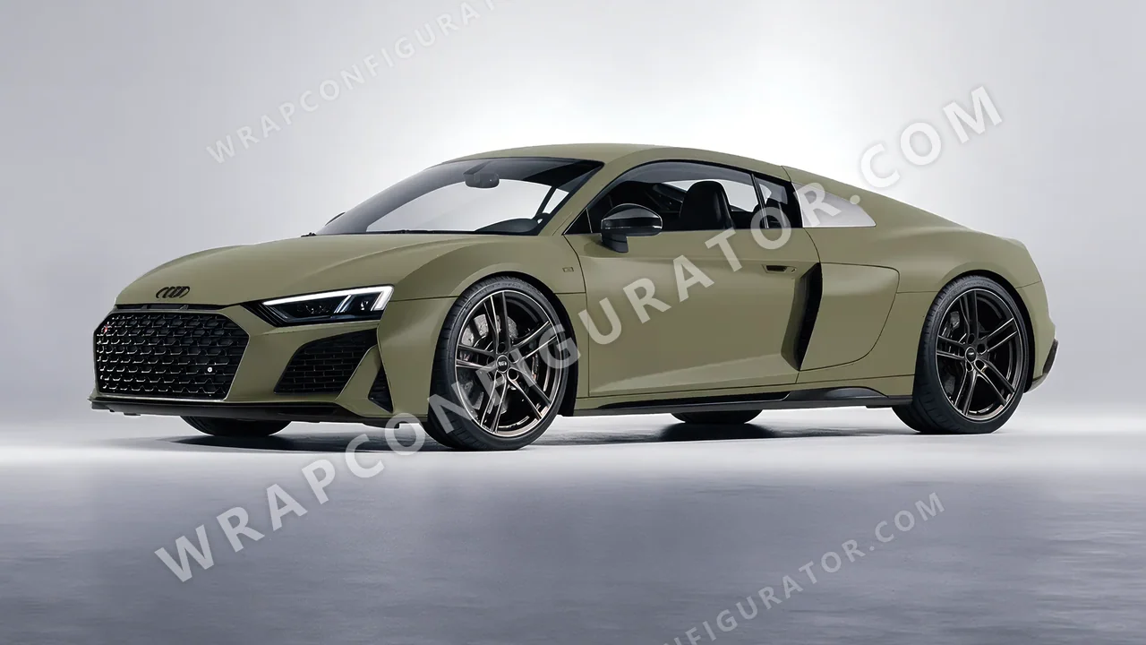 Green Audi R8 2022 wrapped in Colourshield PPF by HyperPro Khaki Green SMF05-P