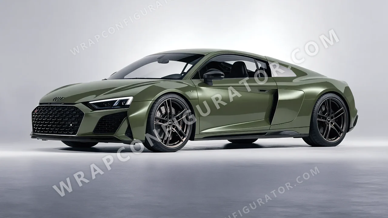 Green Audi R8 2022 wrapped in Colourshield PPF by HyperPro Laurel Green HGM53-P