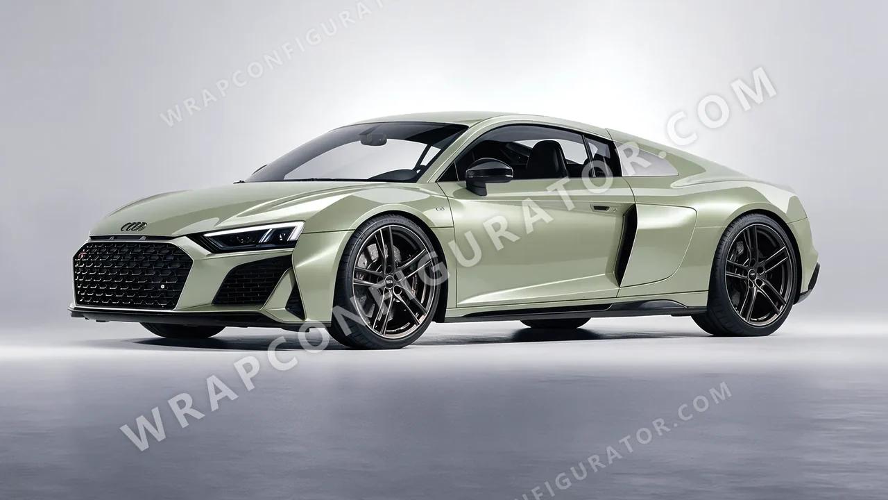 Green Audi R8 2022 wrapped in Colourshield PPF by HyperPro Light Laurel Green HGM66-P