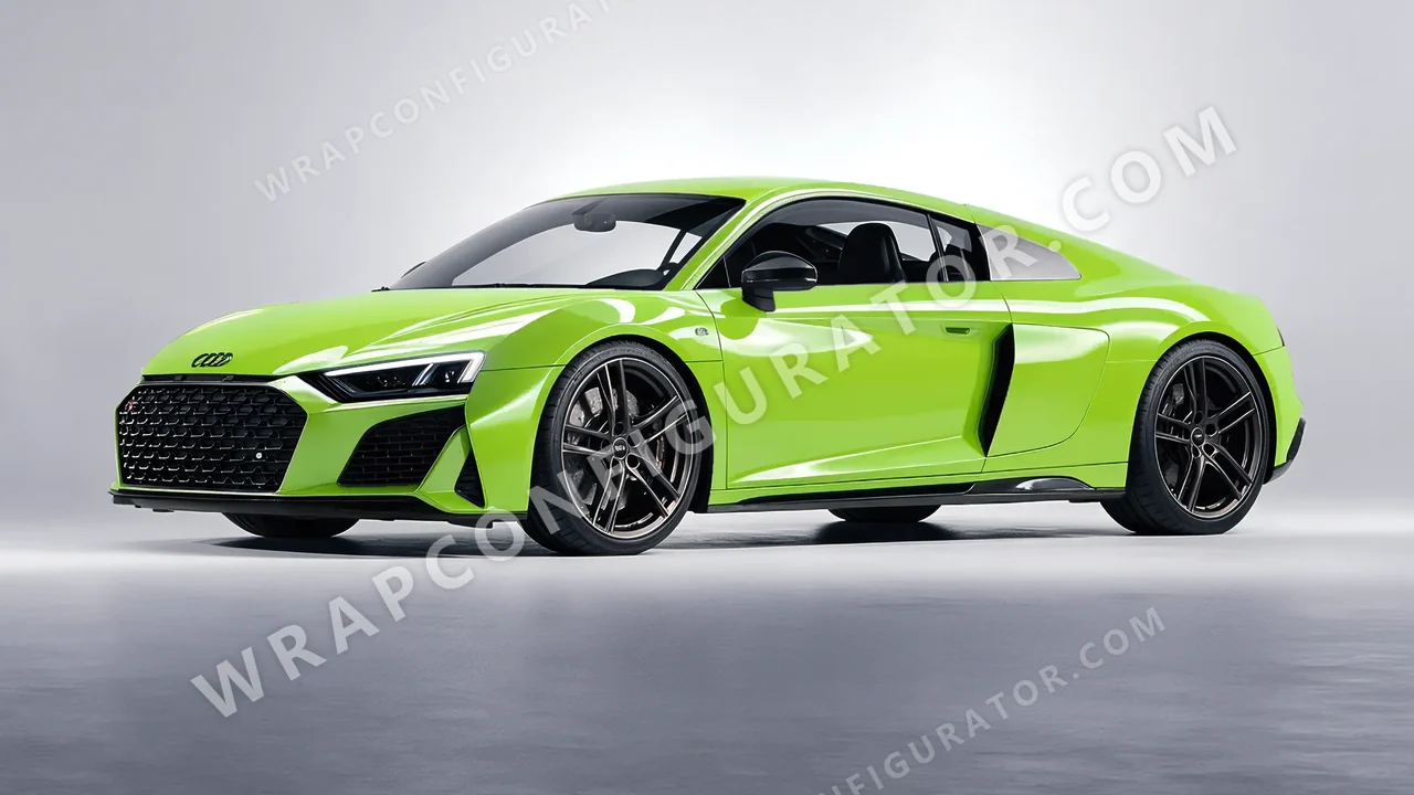 Green Audi R8 2022 wrapped in Colourshield PPF by HyperPro Neon Green HGF76-P