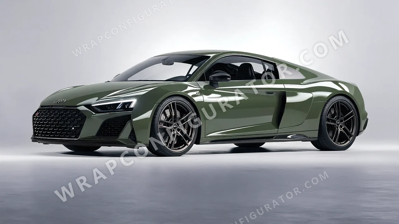 Green Audi R8 2022 wrapped in Colourshield PPF by HyperPro Retro Green HGF63-P