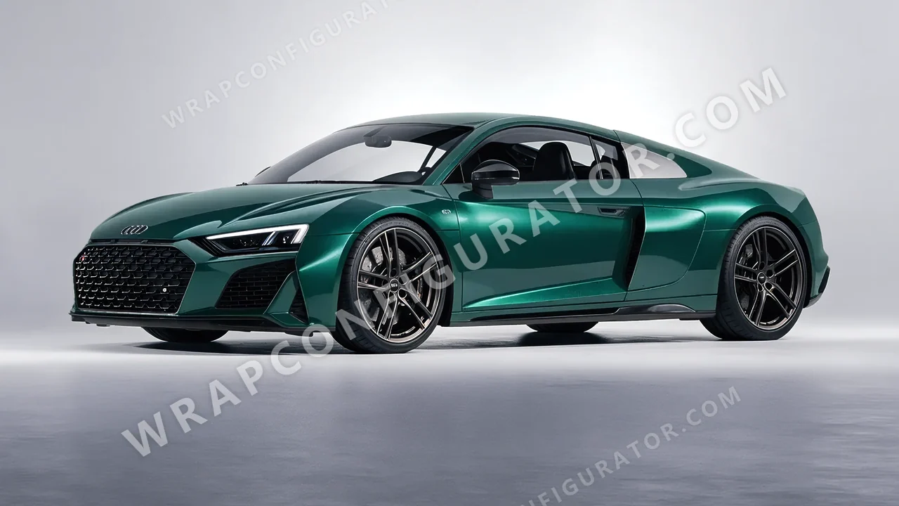 Green Audi R8 2022 wrapped in Inozetek Dynamic PPF Emerald Green DPPF902