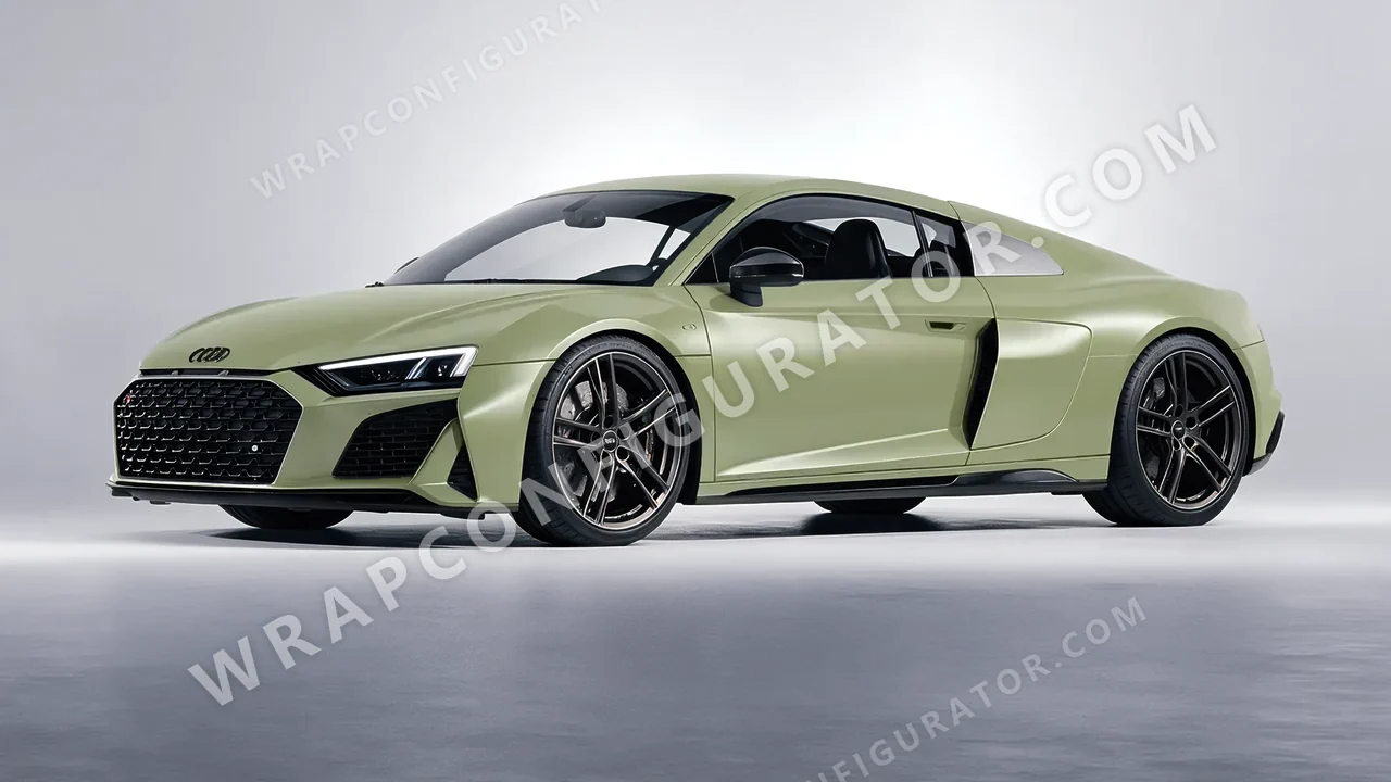 Green Audi R8 2022 wrapped in Inozetek Dynamic PPF Khaki Green DPPF812