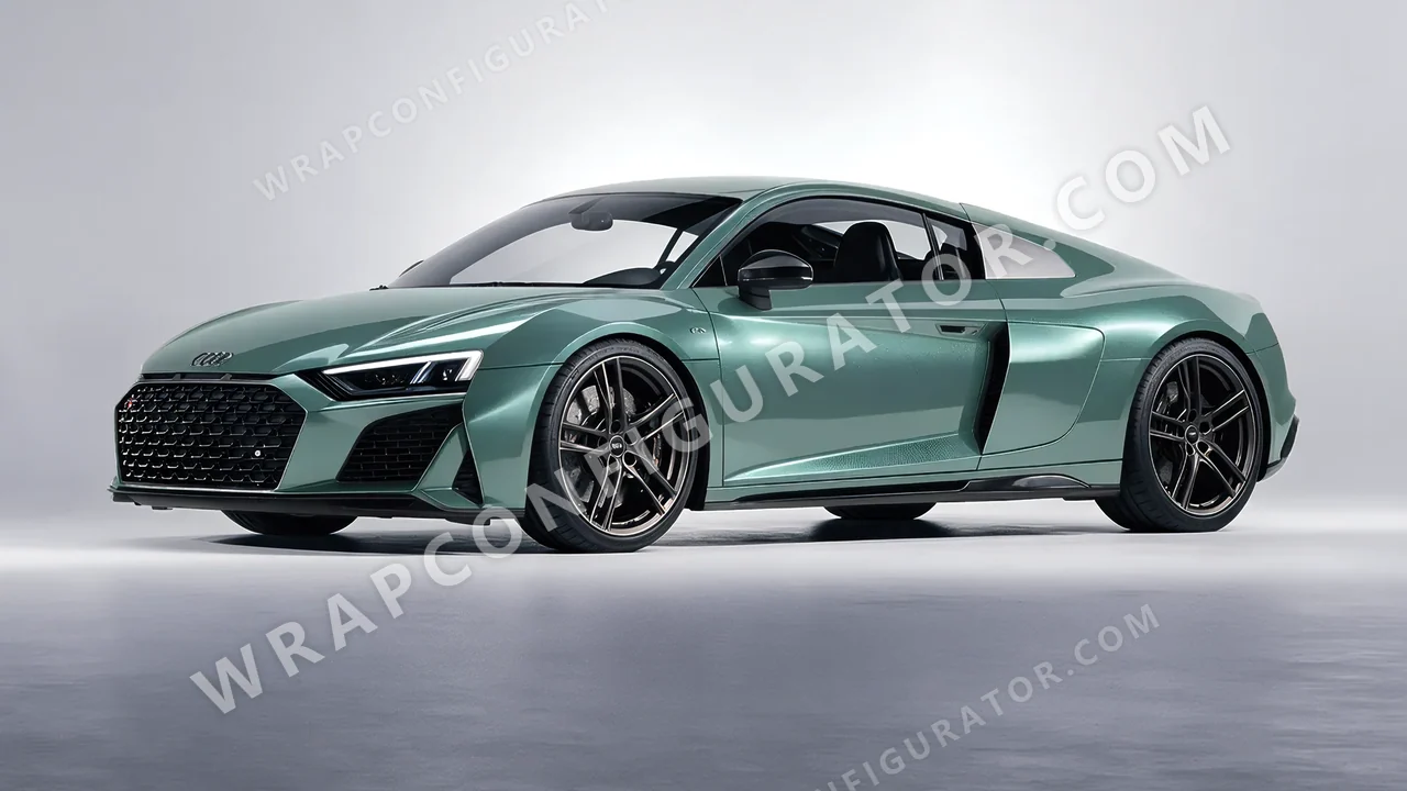 Green Audi R8 2022 wrapped in Inozetek Dynamic PPF Sage Green DPPF710