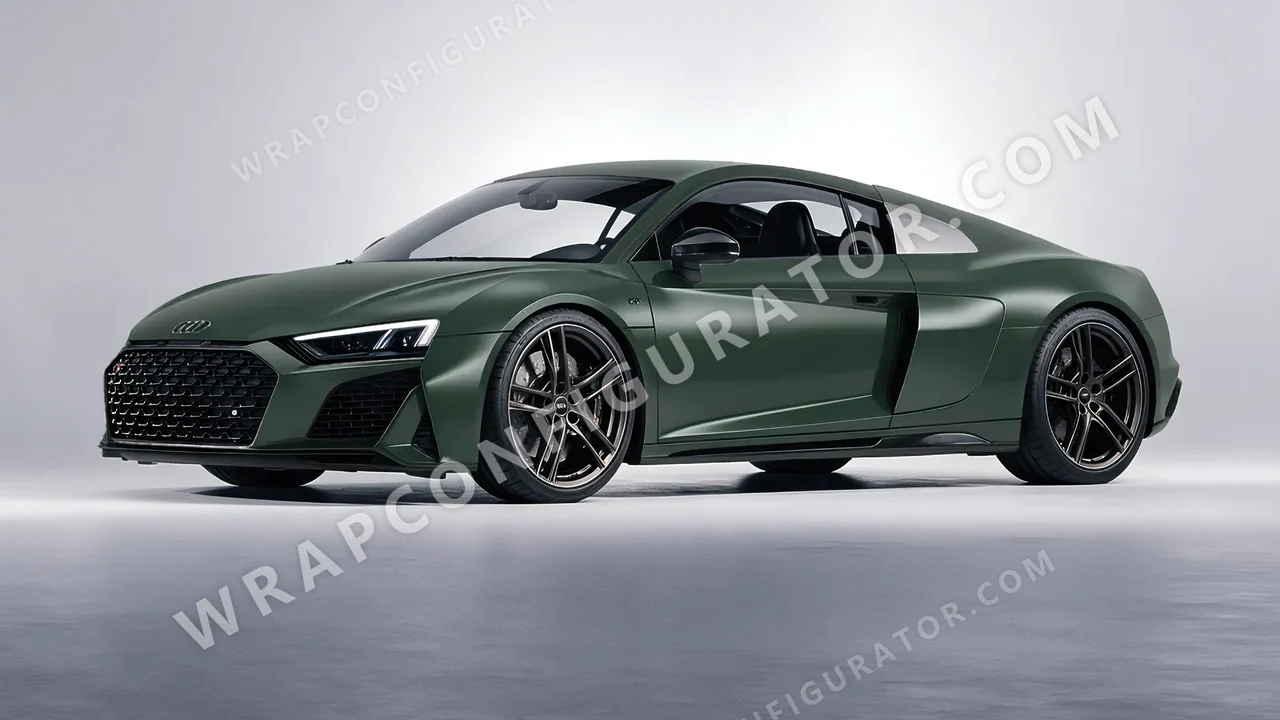 Green Audi R8 2022 wrapped in Inozetek Dynamic PPF Urban British Green URBN101