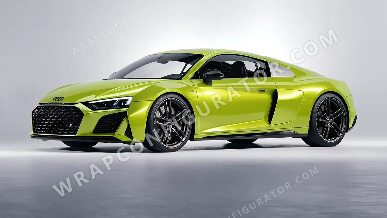 Green Audi R8 2022 wrapped in KPMF Dynamic Lime K75454