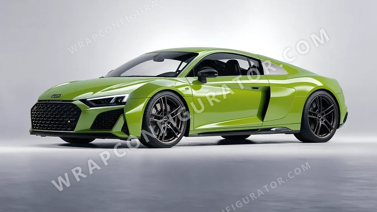 Green Audi R8 2022 wrapped in ORACAL Algae Green 970RA-688G