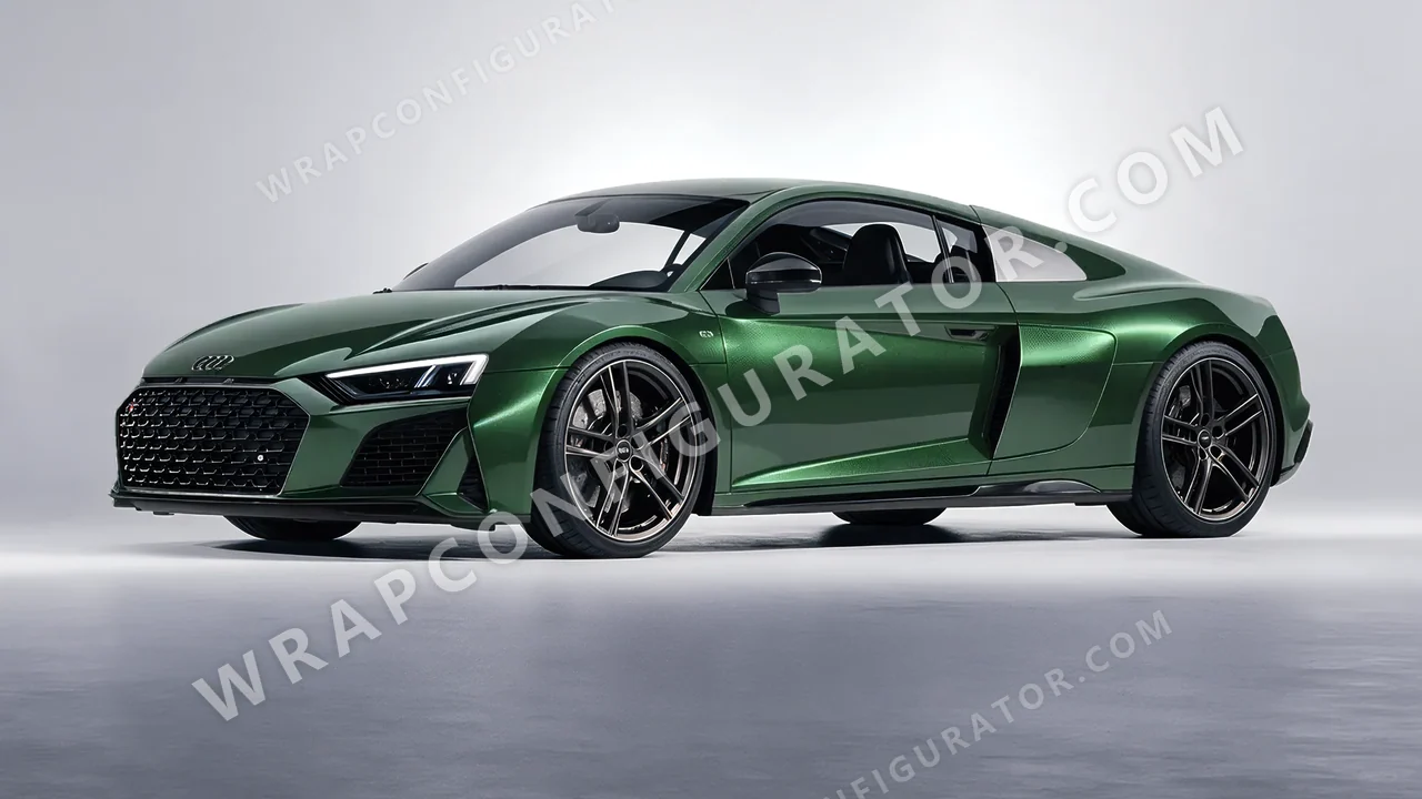 Green Audi R8 2022 wrapped in ORACAL Fir Green 970RA-677G