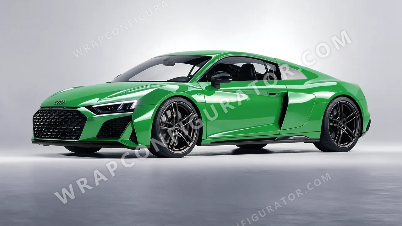 Green Audi R8 2022 wrapped in ORACAL Grass Green 970RA-602G