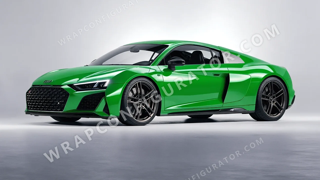 Green Audi R8 2022 wrapped in ORACAL Lawn Green 970RA-464G