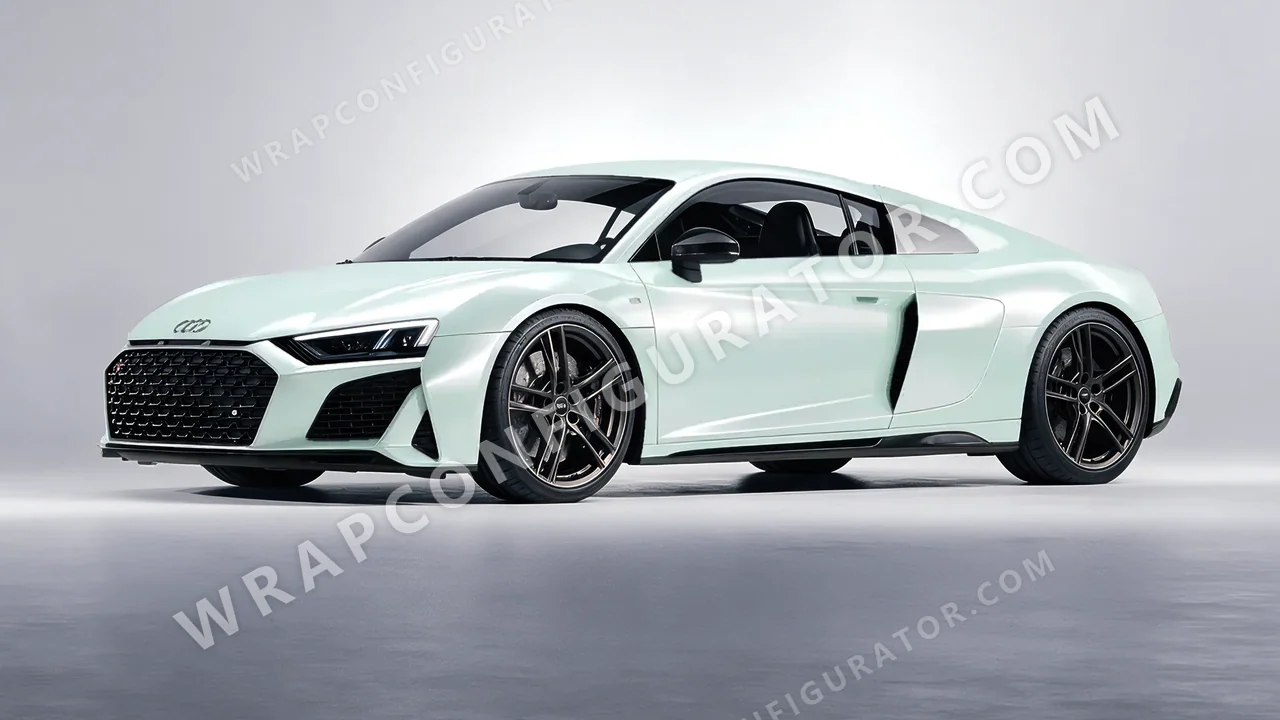 Green Audi R8 2022 wrapped in ORACAL Pearl Green 970RA-992G