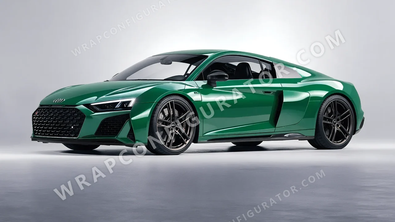 Green Audi R8 2022 wrapped in ORACAL Police Green 970RA-612G