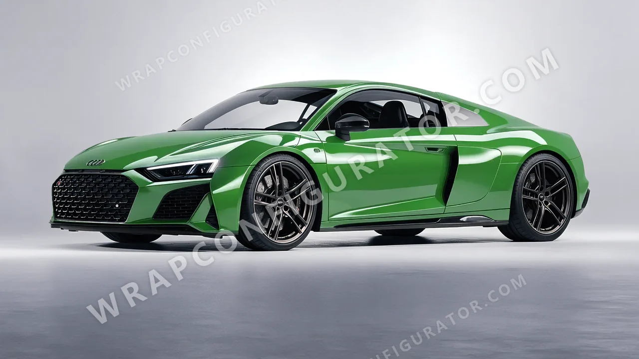 Green Audi R8 2022 wrapped in ORACAL Tree Green 970RA-486G
