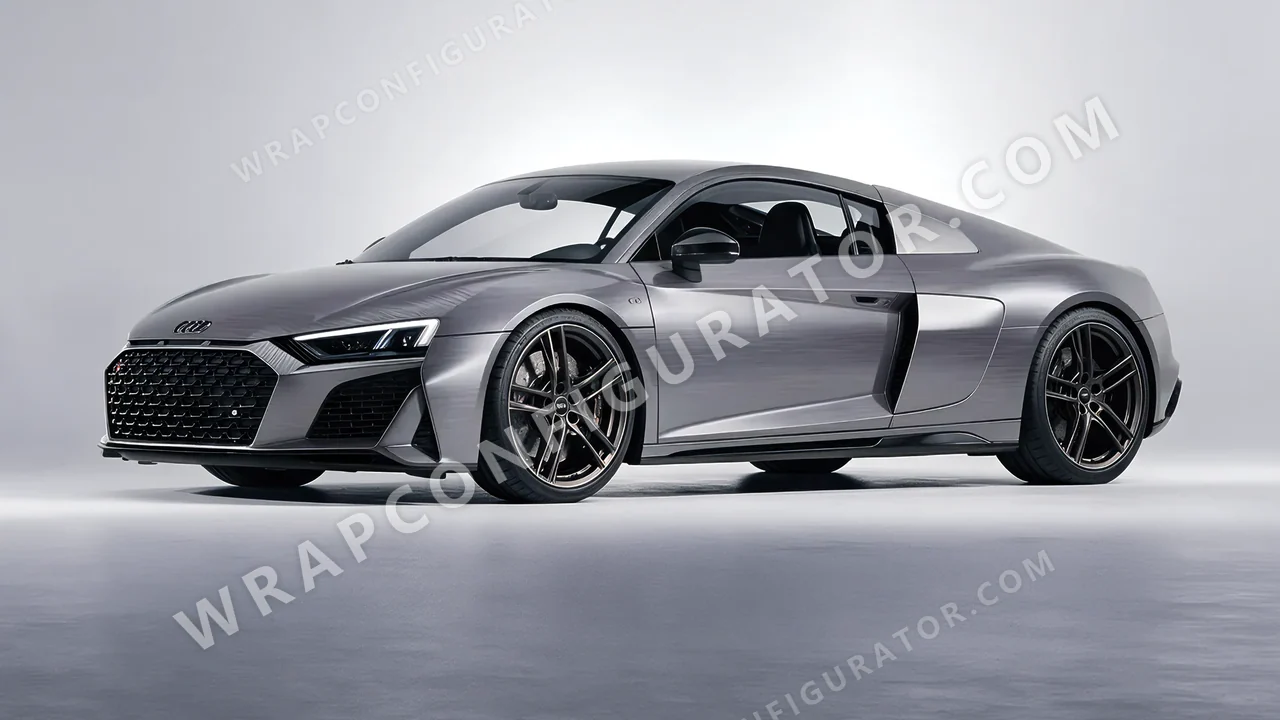Grey Audi R8 2022 wrapped in 3M Brushed Steel BR201