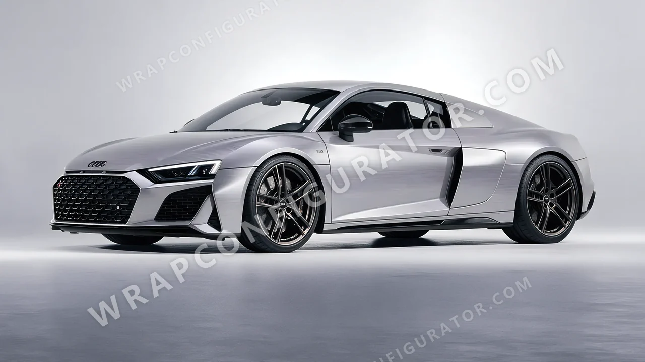 Grey Audi R8 2022 wrapped in 3M Brushed Titanium BR230