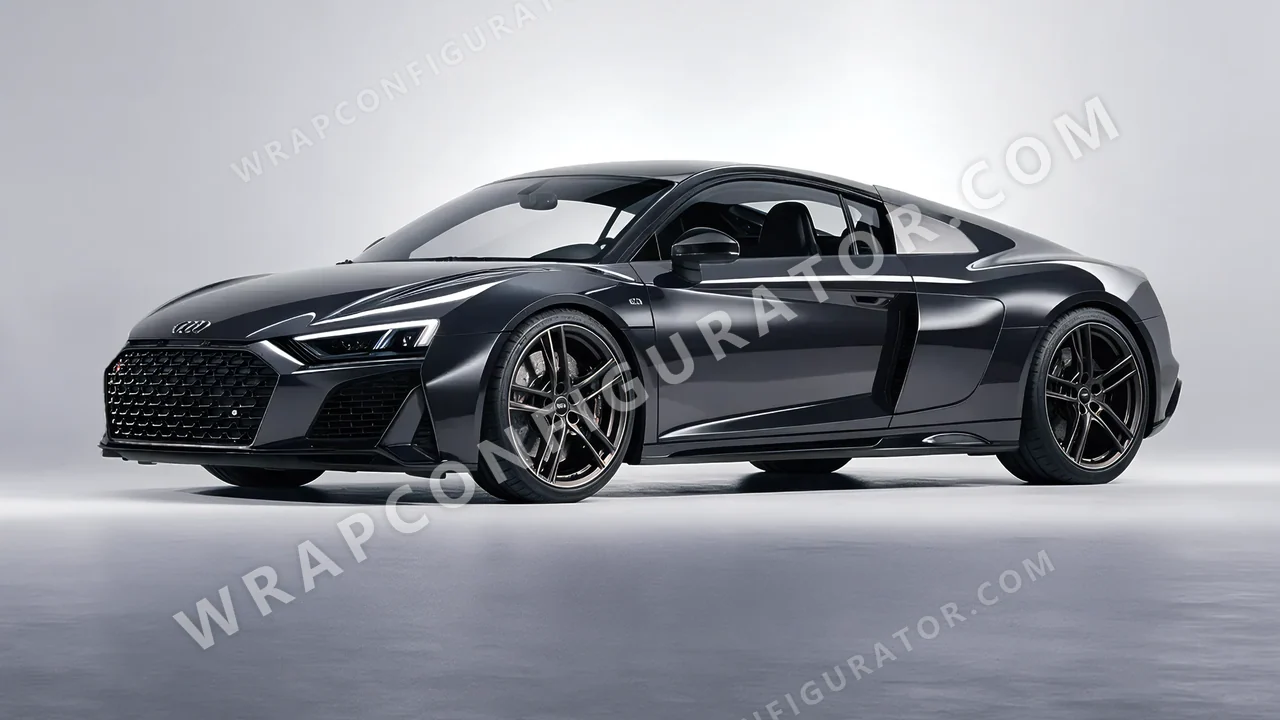 Grey Audi R8 2022 wrapped in 3M Gloss Anthracite G201