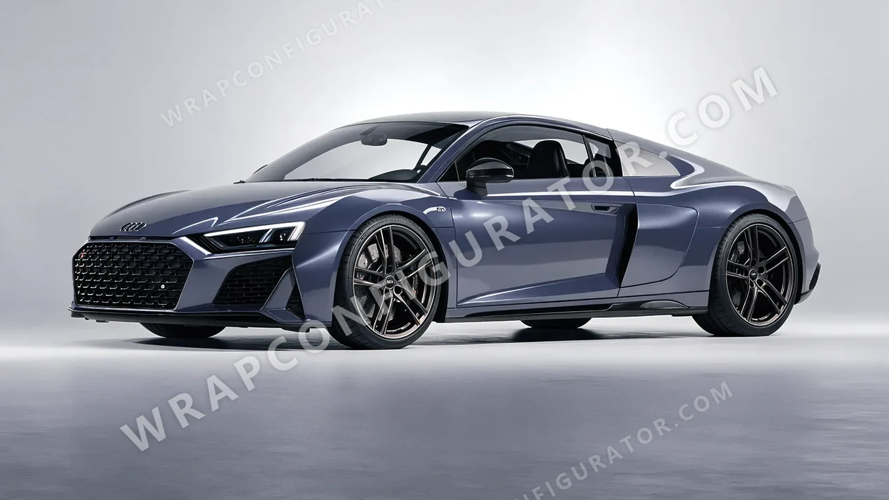 Grey Audi R8 2022 wrapped in 3M Gloss Glacier Gray GP291