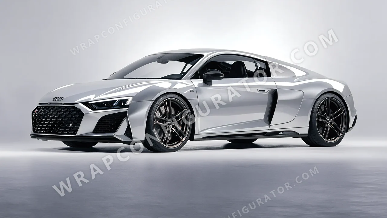 Grey Audi R8 2022 wrapped in 3M Gloss Sterling Silver G251
