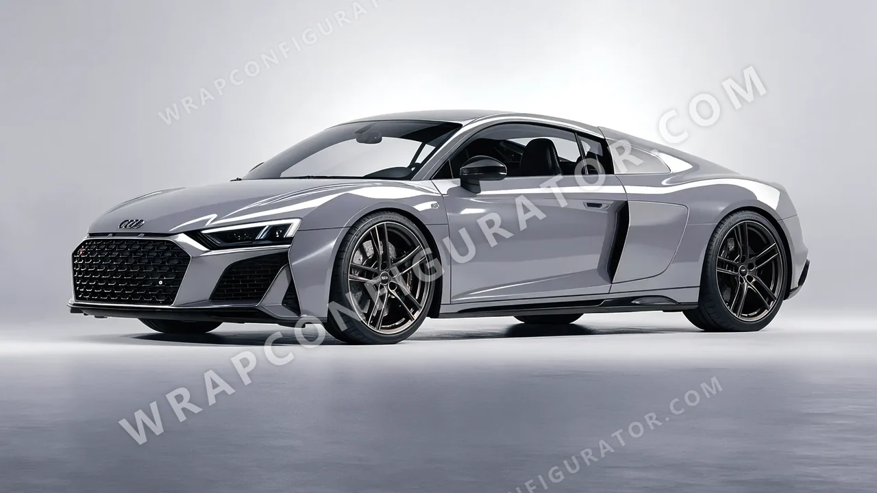 Grey Audi R8 2022 wrapped in 3M Gloss Storm Gray G31