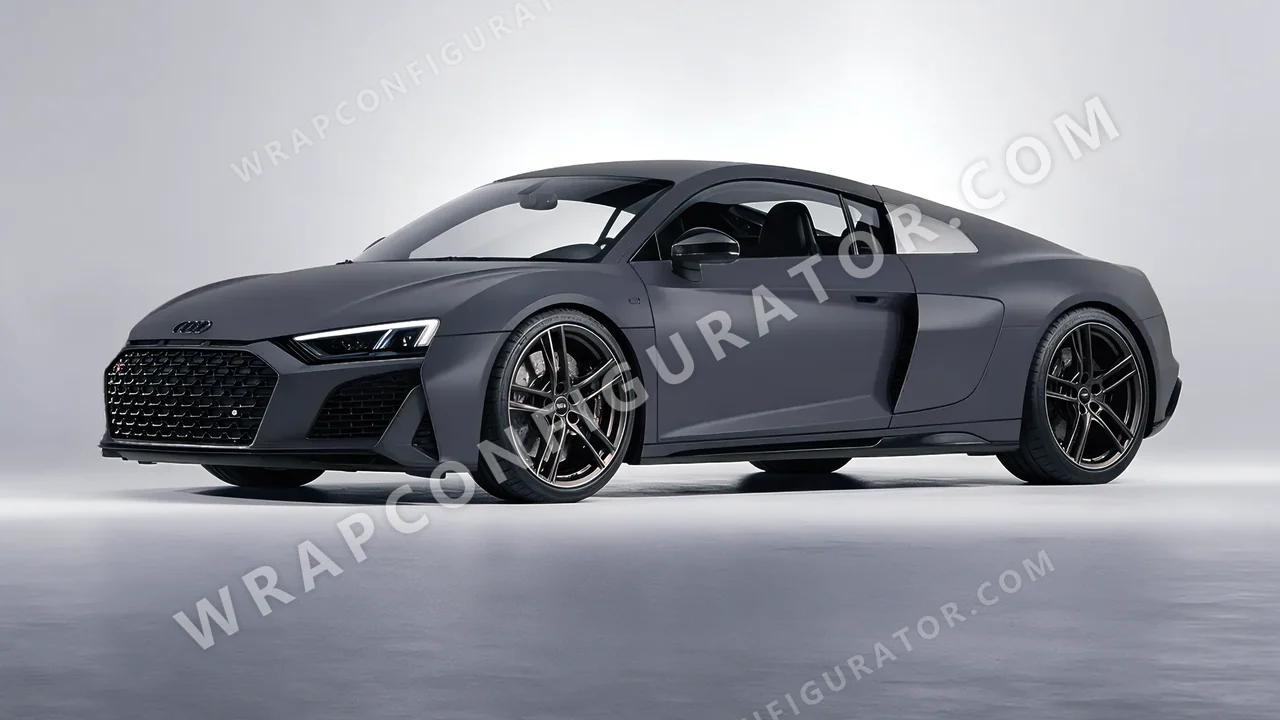 Grey Audi R8 2022 wrapped in 3M Matte Dark Gray M261
