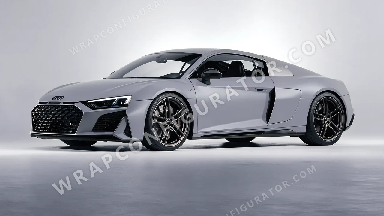 Grey Audi R8 2022 wrapped in 3M Matte Gray Aluminum M230