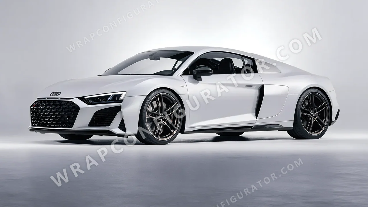 Grey Audi R8 2022 wrapped in 3M Matte Silver M21