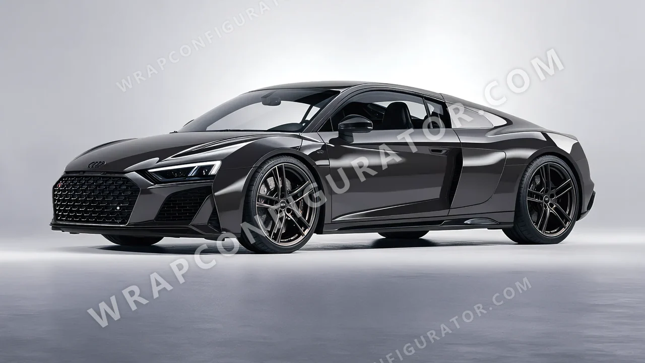 Grey Audi R8 2022 wrapped in 3M Meteor Gray HG81