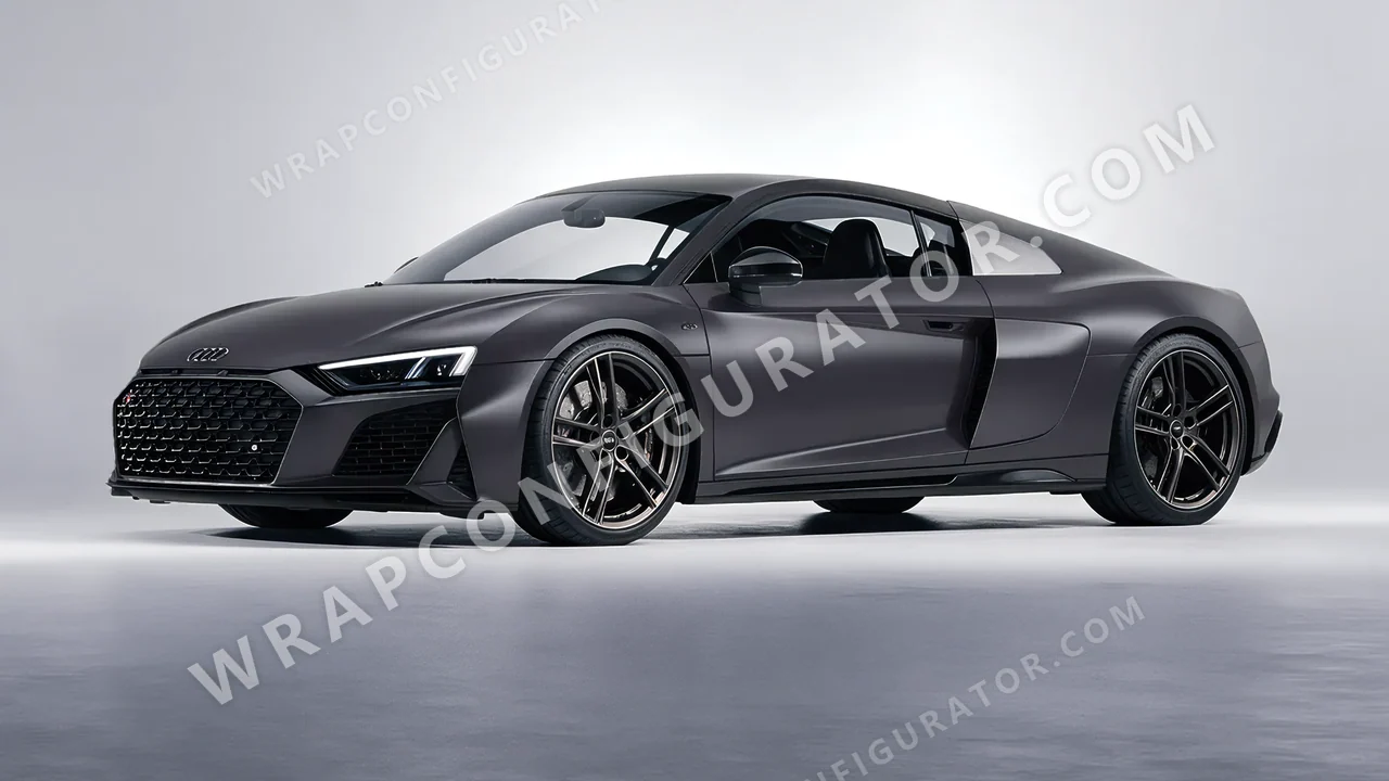 Grey Audi R8 2022 wrapped in 3M Satin Dark Gray S261