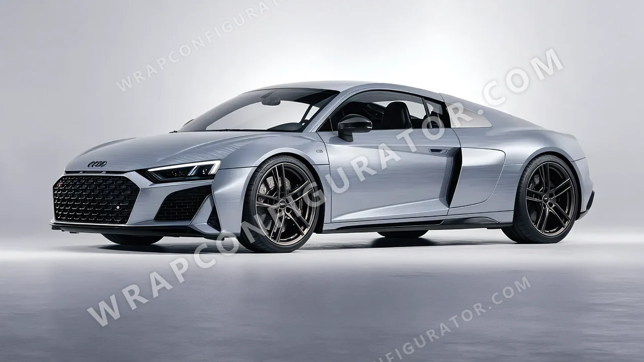 Grey Audi R8 2022 wrapped in Avery Dennison Brushed Steel SW900-813-X