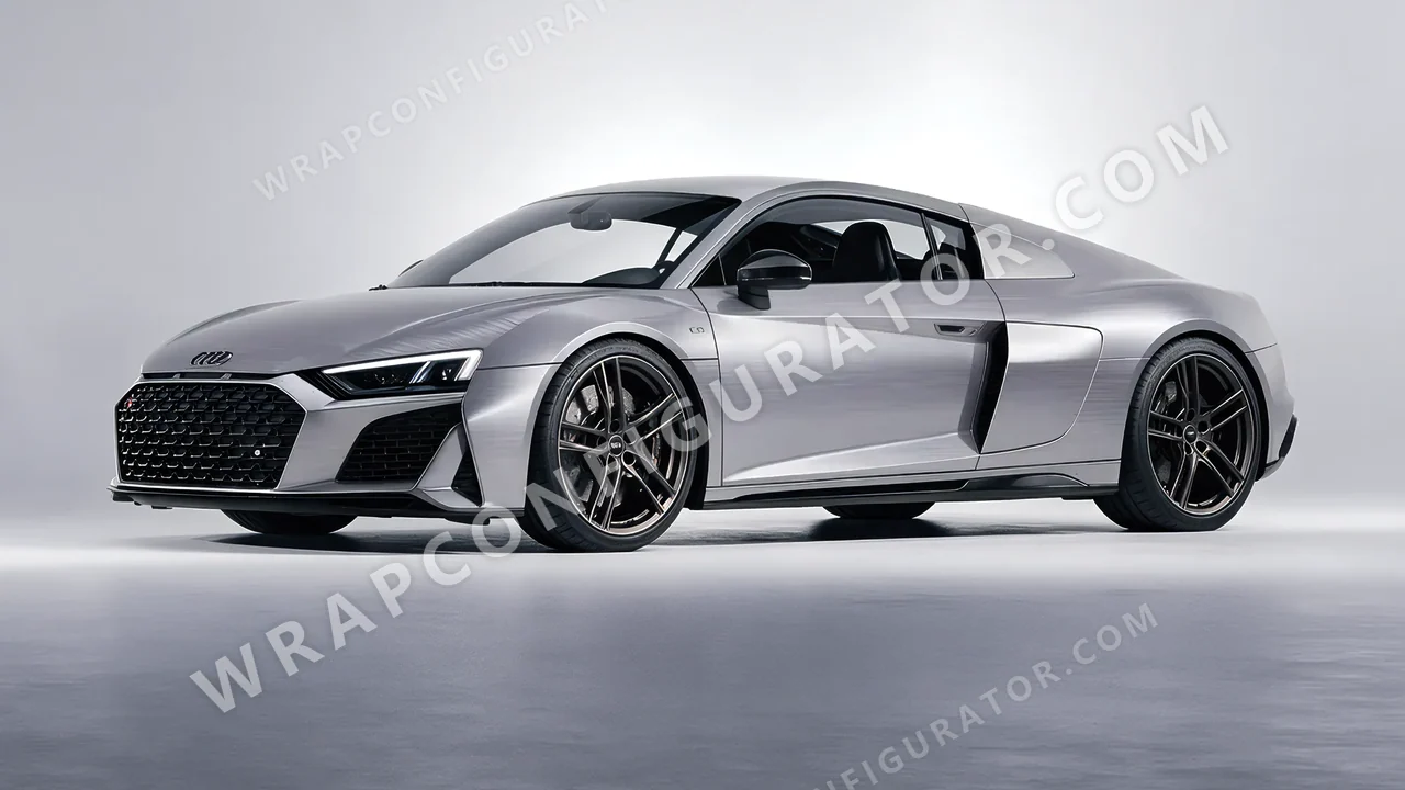 Grey Audi R8 2022 wrapped in Avery Dennison Brushed Titanium SW900-802-X