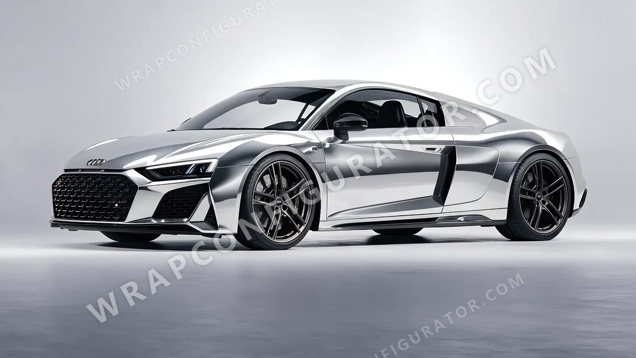 Grey Audi R8 2022 wrapped in Avery Dennison Silver SF100-843-S