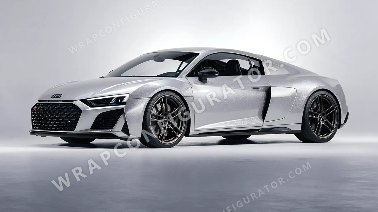 Grey Audi R8 2022 wrapped in Avery Dennison Silver SW900-803-M