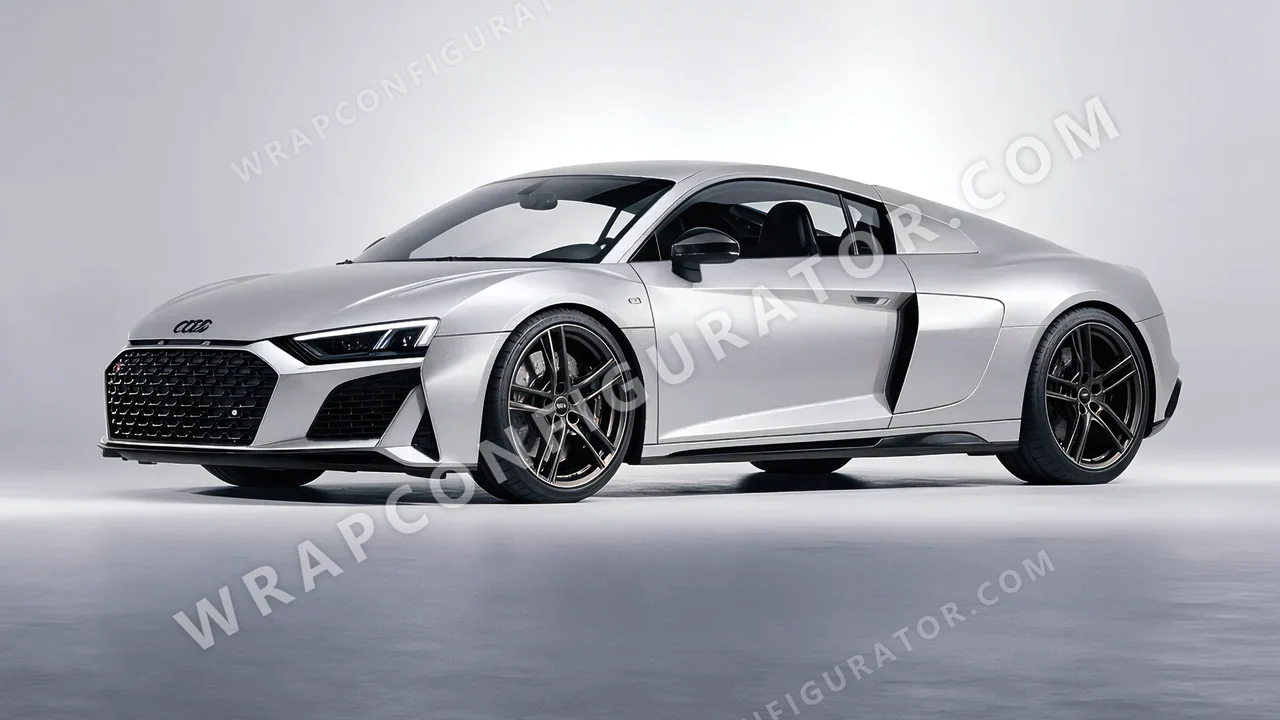 Grey Audi R8 2022 wrapped in Avery Dennison Silver SW900-857-M