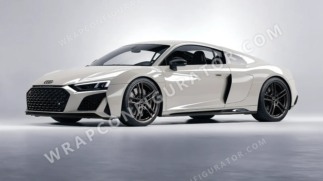 Grey Audi R8 2022 wrapped in Inozetek Dynamic PPF Cement Grey DPPF703