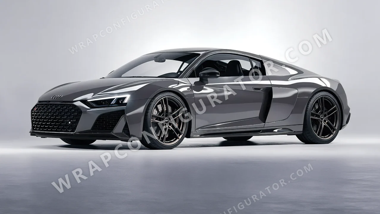 Grey Audi R8 2022 wrapped in Inozetek Dynamic PPF Falcon Grey DPPF905