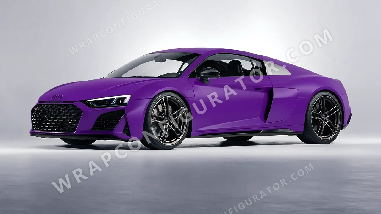 Grey Audi R8 2022 wrapped in KPMF Matt Iced Amethyst Titanium K75568