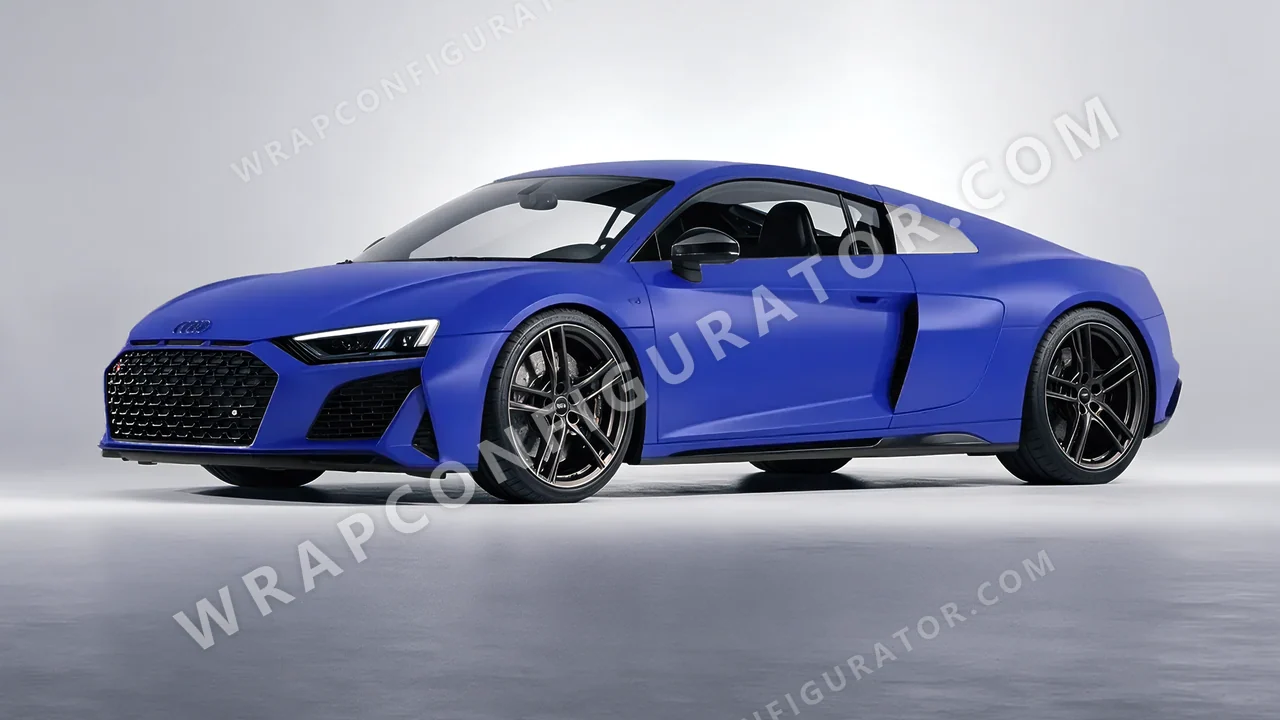 Grey Audi R8 2022 wrapped in KPMF Matt Iced Blue Titanium K75505