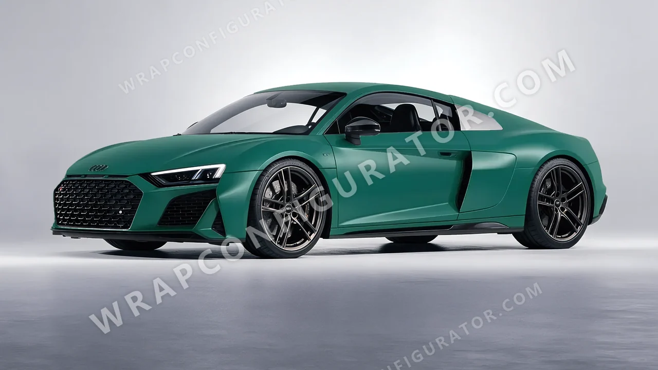 Grey Audi R8 2022 wrapped in KPMF Matt Iced Green Titanium K75507