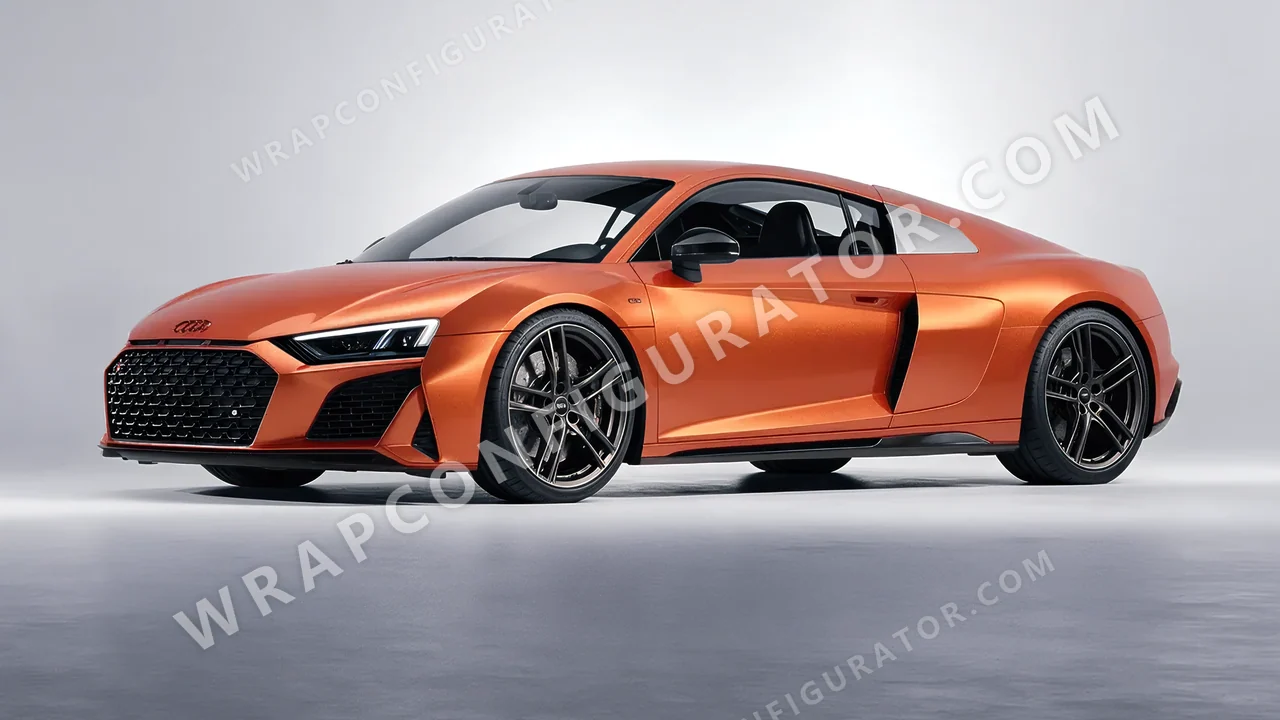 Grey Audi R8 2022 wrapped in KPMF Matt Iced Orange Titanium K75502