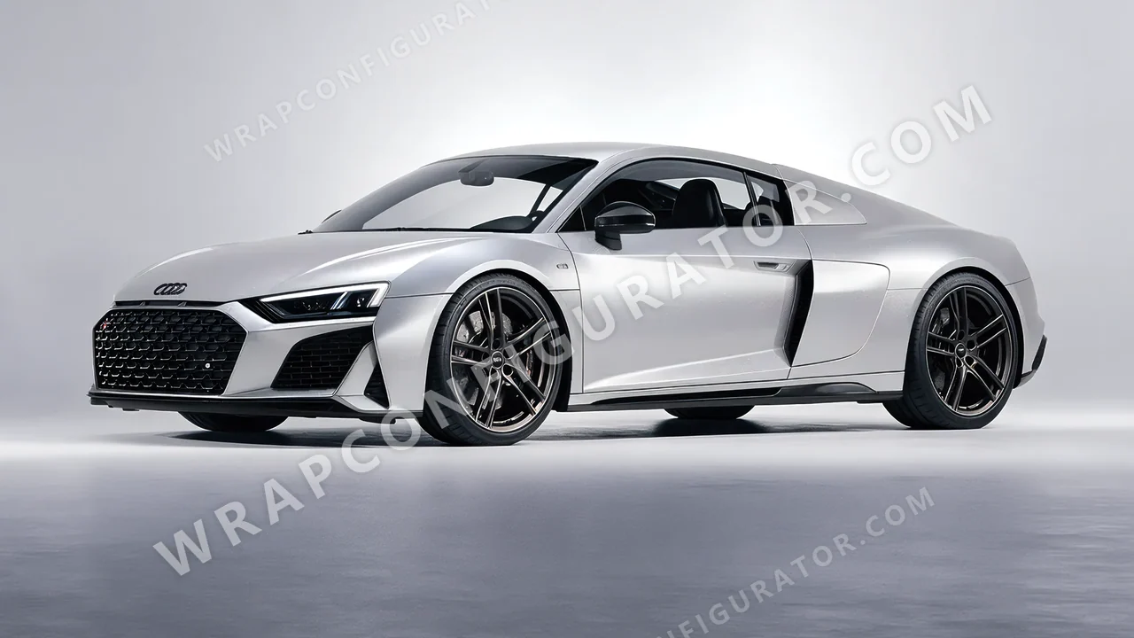 Grey Audi R8 2022 wrapped in KPMF Matt Iced Silver Titanium K75501