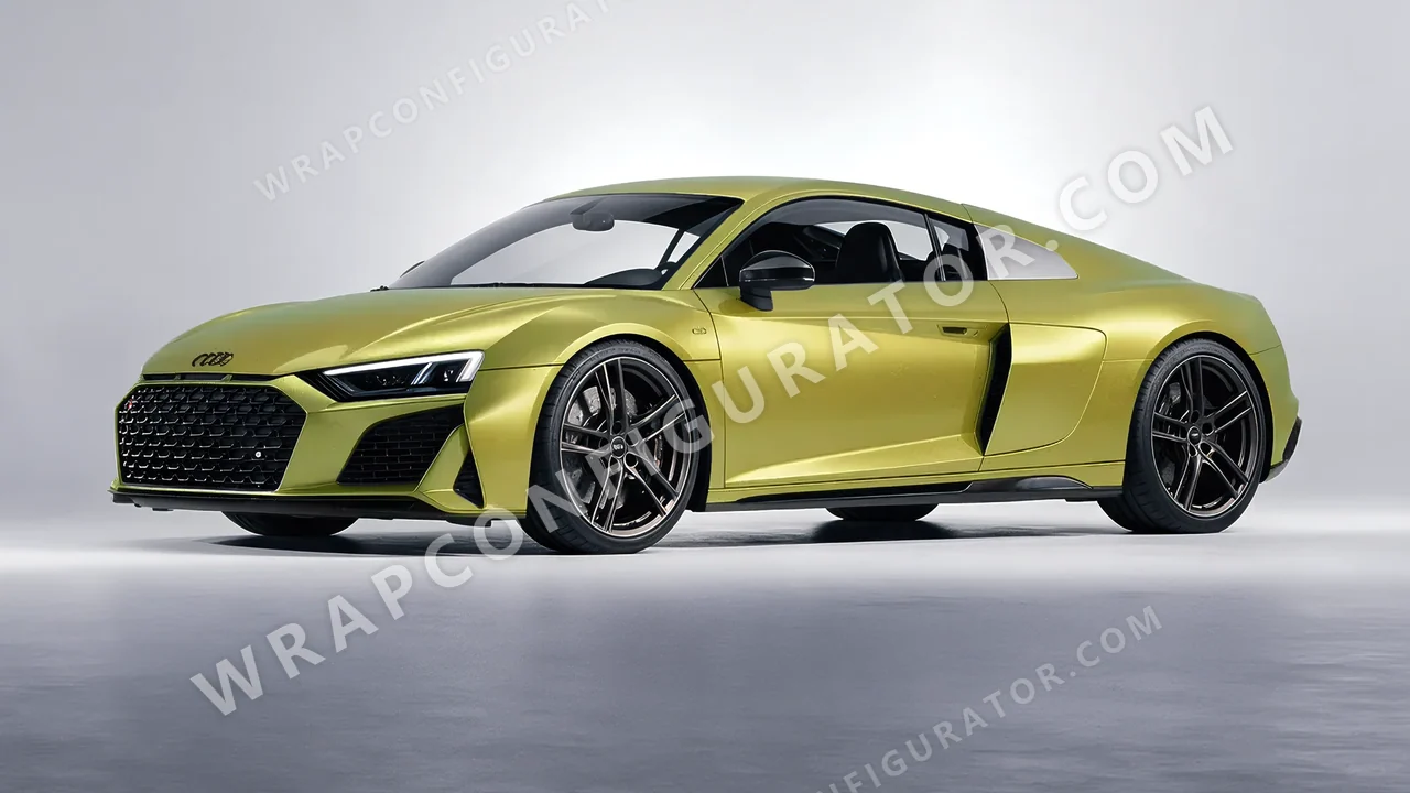 Grey Audi R8 2022 wrapped in KPMF Matt Iced Yellow Titanium K75534