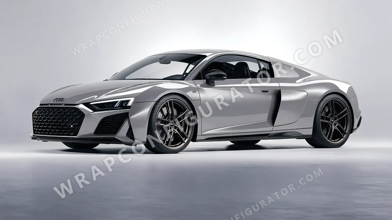 Grey Audi R8 2022 wrapped in ORACAL Aluminium 970RA-908G