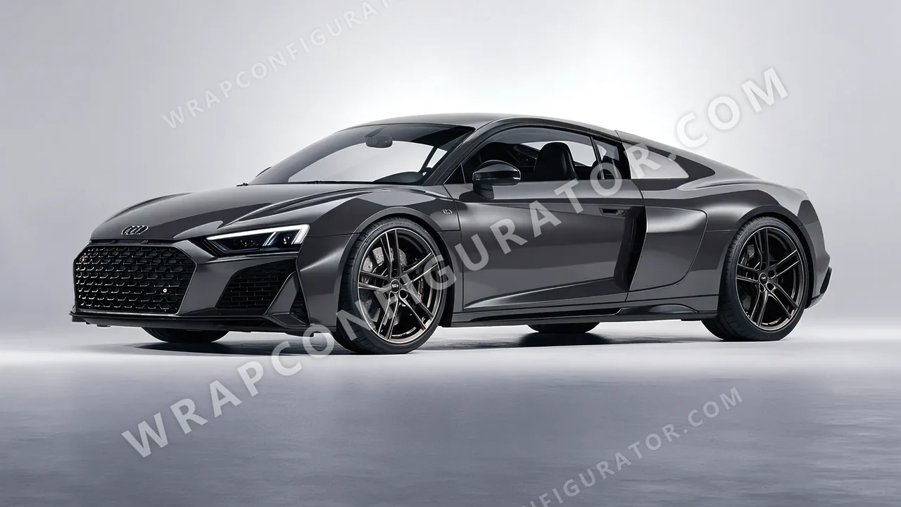 Grey Audi R8 2022 wrapped in ORACAL Anthracite 970RA-093G
