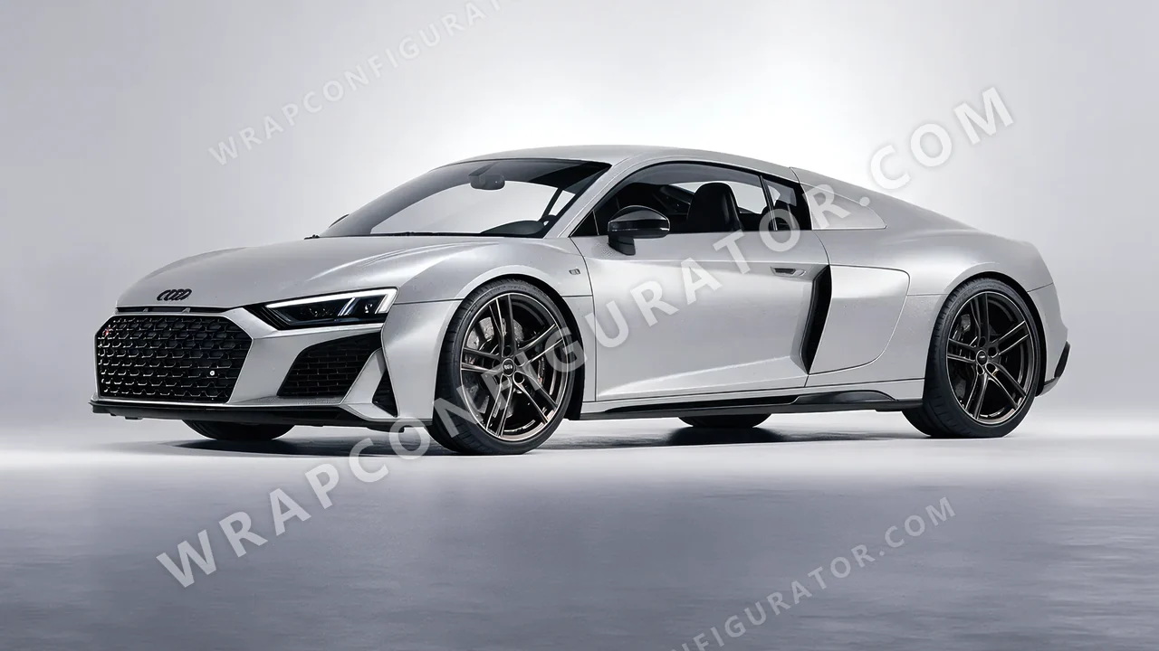 Grey Audi R8 2022 wrapped in ORACAL Silver Grey 970RA-090M