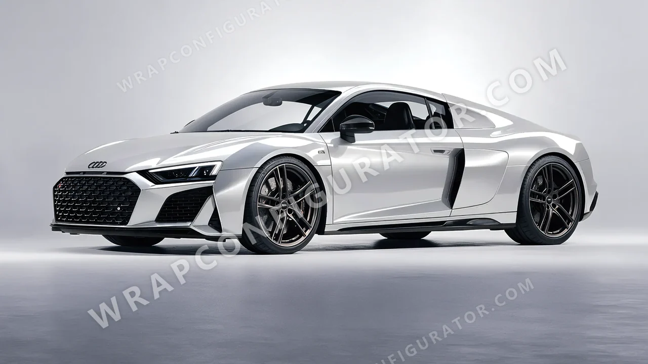 Grey Audi R8 2022 wrapped in ORACAL Silver Lake 970RA-904G
