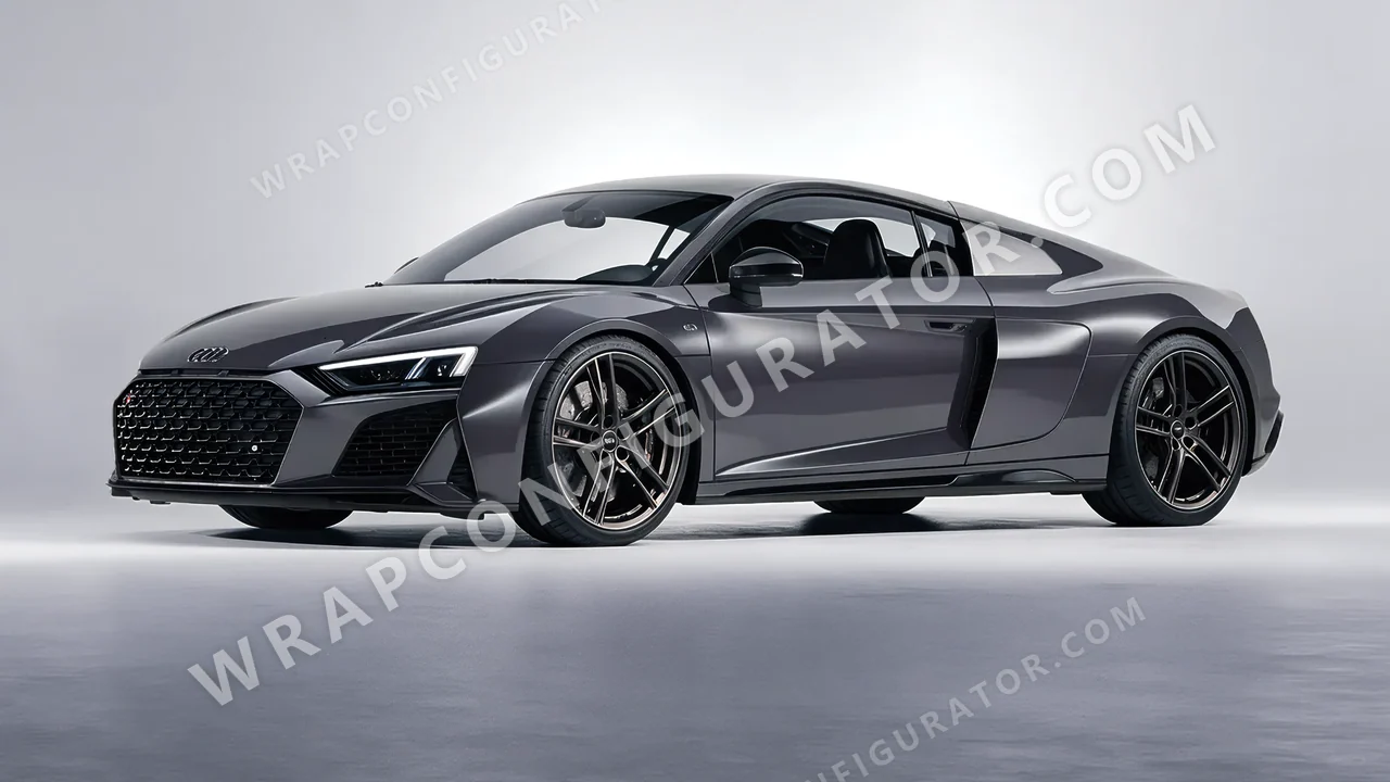 Grey Audi R8 2022 wrapped in ORACAL Steel 970RA-795G