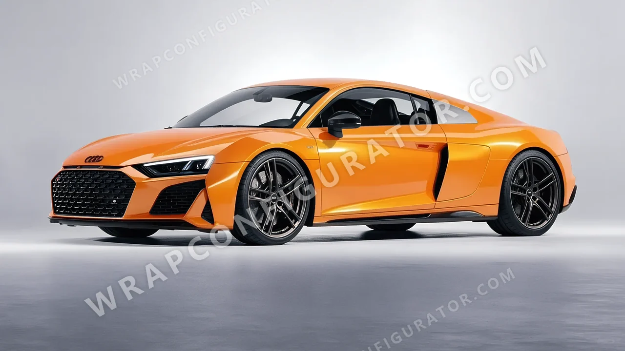 Orange Audi R8 2022 wrapped in 3M Gloss Bright Orange G54